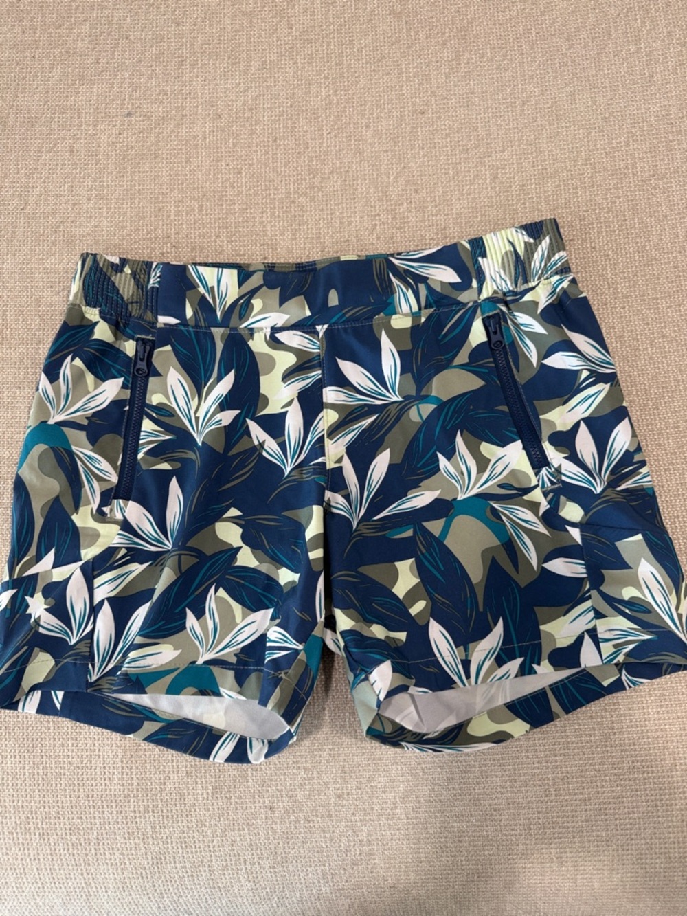 Columbia Navy Teal Olive Printed Athletic Shorts